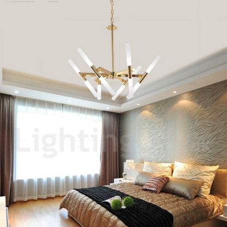 Moderne zeitgenössische 2-stufige 12-flammige goldene Kronleuchterlampe Moderne zeitgenössische 2-stufige 12-flammige goldene Kronleuchterlampe