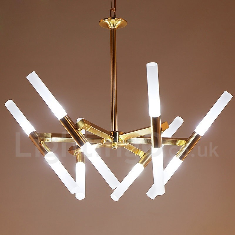Moderne zeitgenössische 2-stufige 12-flammige goldene Kronleuchterlampe