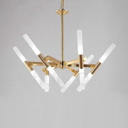 Moderne zeitgenössische 2-stufige 12-flammige goldene Kronleuchterlampe