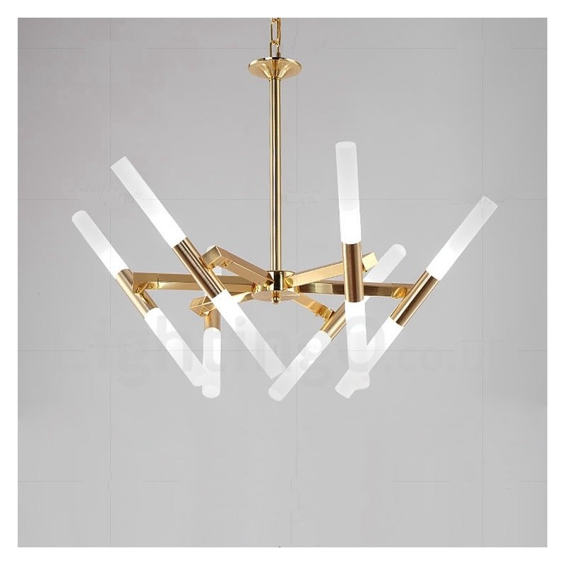 Moderne zeitgenössische 2-stufige 12-flammige goldene Kronleuchterlampe