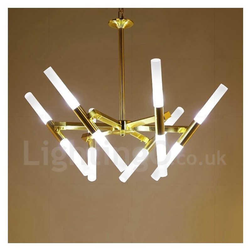 Moderne zeitgenössische 2-stufige 12-flammige goldene Kronleuchterlampe