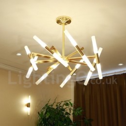 Moderne zeitgenössische 2-stufige 16-flammige goldene Kronleuchterlampe