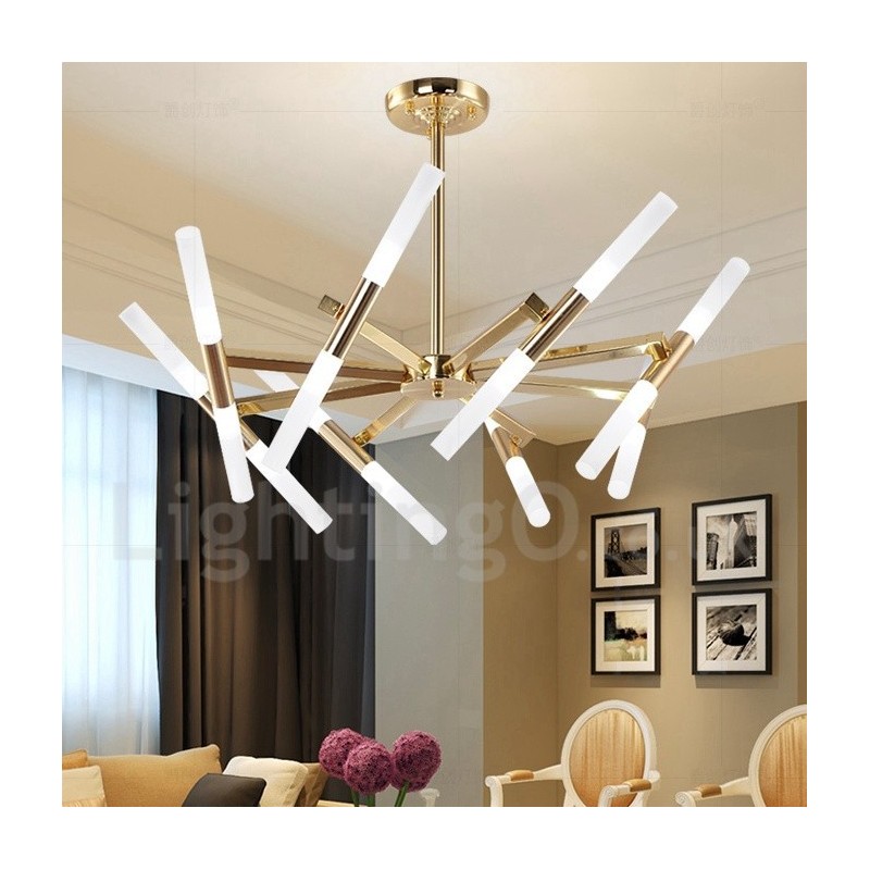 Moderne zeitgenössische 2-stufige 16-flammige goldene Kronleuchterlampe