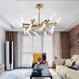 Moderne zeitgenössische 2-stufige 16-flammige goldene Kronleuchterlampe