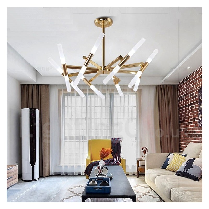 Moderne zeitgenössische 2-stufige 16-flammige goldene Kronleuchterlampe