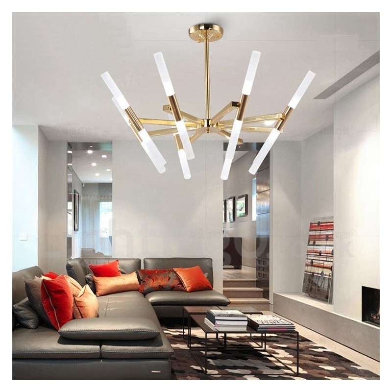 Moderne zeitgenössische 2-stufige 16-flammige goldene Kronleuchterlampe