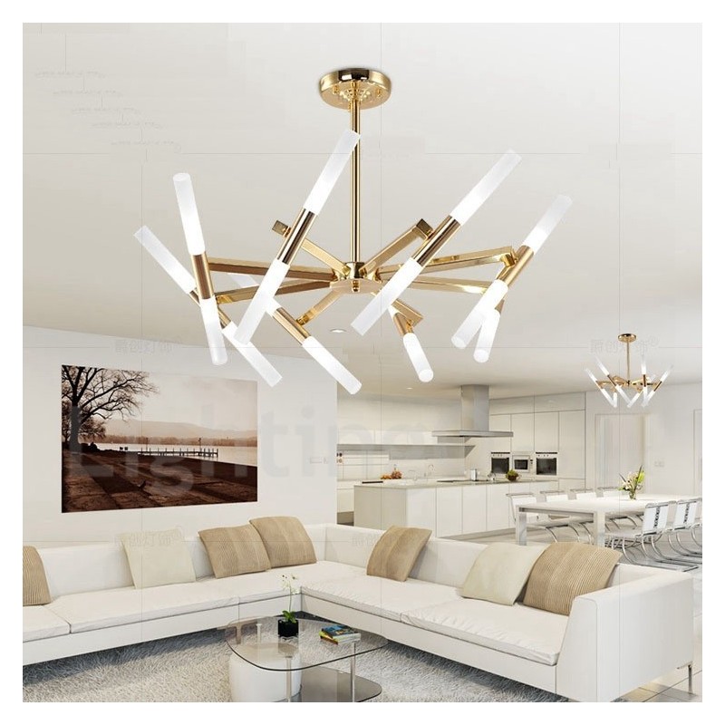 Moderne zeitgenössische 2-stufige 16-flammige goldene Kronleuchterlampe