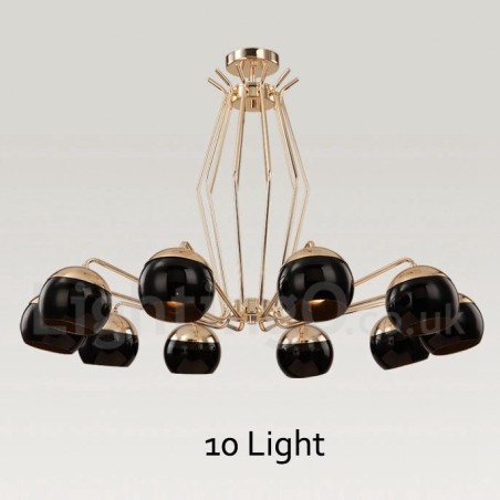 Moderne, zeitgenössische Kronleuchterlampe aus Metall mit 10 Lichtern und einem einstöckigen Glasschirm Moderne, zeitgenössische Kronleuchterlampe aus Metall mit 10 Lichtern und einem einstöckigen Glasschirm
