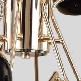 Moderne Kronleuchterlampe aus Metall mit 16 Lichtern, 2 Ebenen, mit Glasschirm