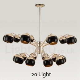Moderne Kronleuchterlampe aus Metall mit Glasschirm