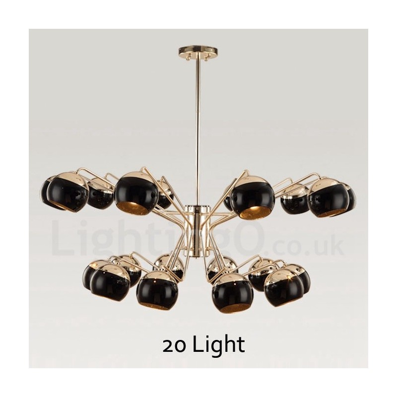 Moderne Kronleuchterlampe aus Metall mit Glasschirm