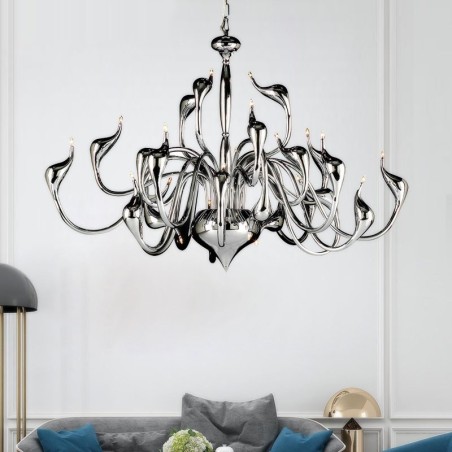 24 Lichter Moderner Schwanen-Kronleuchter G4 Chrom-Beschichtung Glühbirne enthalten 24 Lichter Moderner Schwanen-Kronleuchter G4 Chrom-Beschichtung Glühbirne enthalten