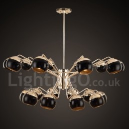 Moderne Kronleuchterlampe aus Metall mit Glasschirm