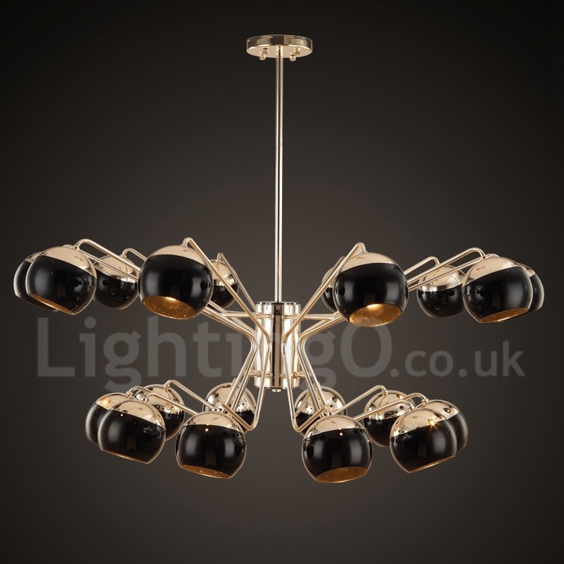 Moderne Kronleuchterlampe aus Metall mit Glasschirm