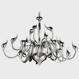 24 Lichter Moderner Schwanen-Kronleuchter G4 Chrom-Beschichtung Glühbirne enthalten