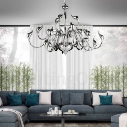 24 Lichter Moderner Schwanen-Kronleuchter G4 Chrom-Beschichtung Glühbirne enthalten