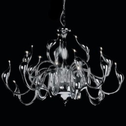 24 Lichter Moderner Schwanen-Kronleuchter G4 Chrom-Beschichtung Glühbirne enthalten