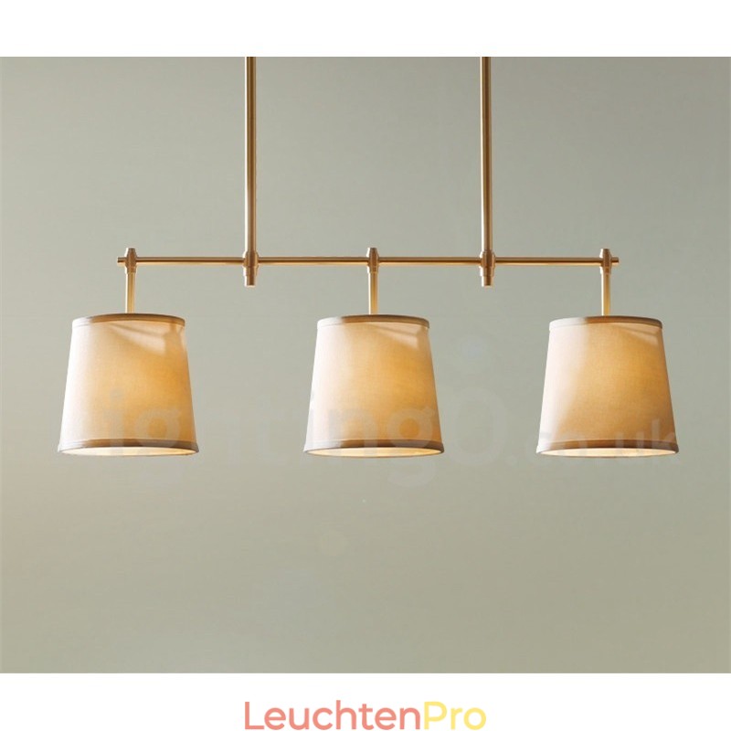Kronleuchter im Landhausstil, 3 Lichter, Kupfer, mit Stoffschirm