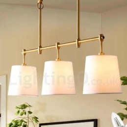 Kronleuchter im Landhausstil, 3 Lichter, Kupfer, mit Stoffschirm