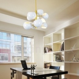 Moderne Kronleuchterlampe mit 10 Lichtern in Weiß