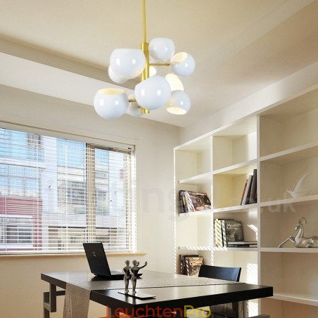 Moderne Kronleuchterlampe mit 10 Lichtern in Weiß Moderne Kronleuchterlampe mit 10 Lichtern in Weiß