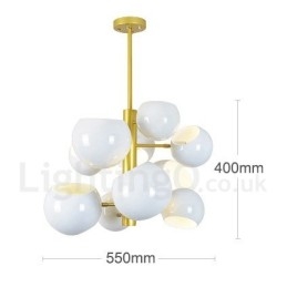 Moderne Kronleuchterlampe mit 10 Lichtern in Weiß