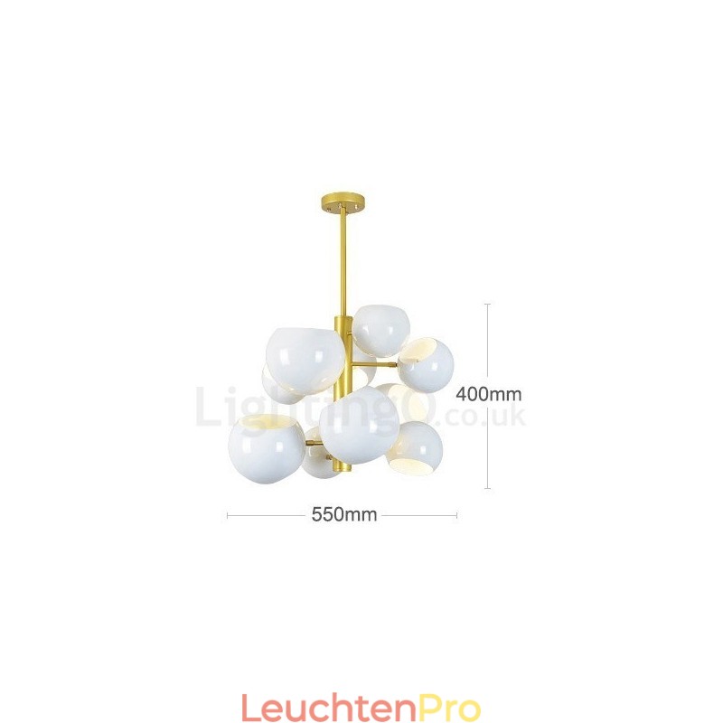 Moderne Kronleuchterlampe mit 10 Lichtern in Weiß