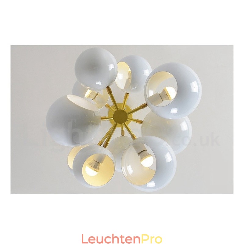 Moderne Kronleuchterlampe mit 10 Lichtern in Weiß