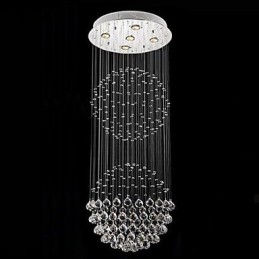 Pendelleuchte Moderner Kristall-Kronleuchter 5 Lichter Silber Canpoy Klare Kristallkugel Deckenleuchten