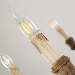 Landhaus Vintage Holz 6 Licht Kronleuchter Licht