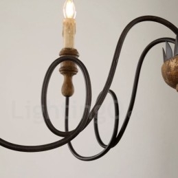 Landhaus Vintage Holz 6 Licht Kronleuchter Licht