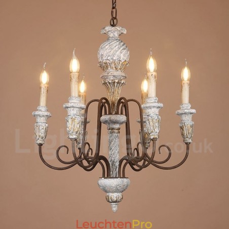 Country Vintage Holz 6 Licht Single Tier Kronleuchter für Licht Country Vintage Holz 6 Licht Single Tier Kronleuchter für Licht