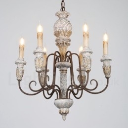 Country Vintage Holz 6 Licht Single Tier Kronleuchter für Licht