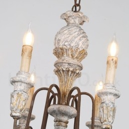 Country Vintage Holz 6 Licht Single Tier Kronleuchter für Licht