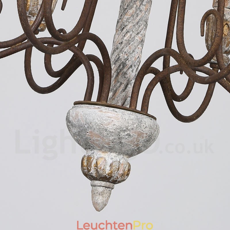 Country Vintage Holz 6 Licht Single Tier Kronleuchter für Licht