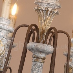 Country Vintage Holz 6 Licht Single Tier Kronleuchter für Licht
