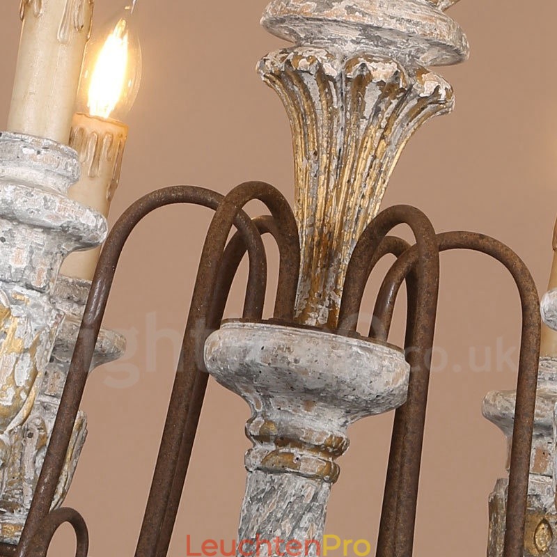 Country Vintage Holz 6 Licht Single Tier Kronleuchter für Licht