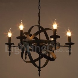 Retro Vintage Metall 6 Licht Single Tier Kronleuchter Licht
