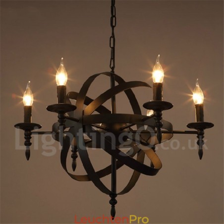 Retro Vintage Metall 6 Licht Single Tier Kronleuchter Licht Retro Vintage Metall 6 Licht Single Tier Kronleuchter Licht
