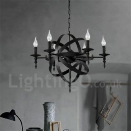 Retro Vintage Metall 6 Licht Single Tier Kronleuchter Licht