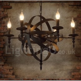 Retro Vintage Metall 6 Licht Single Tier Kronleuchter Licht