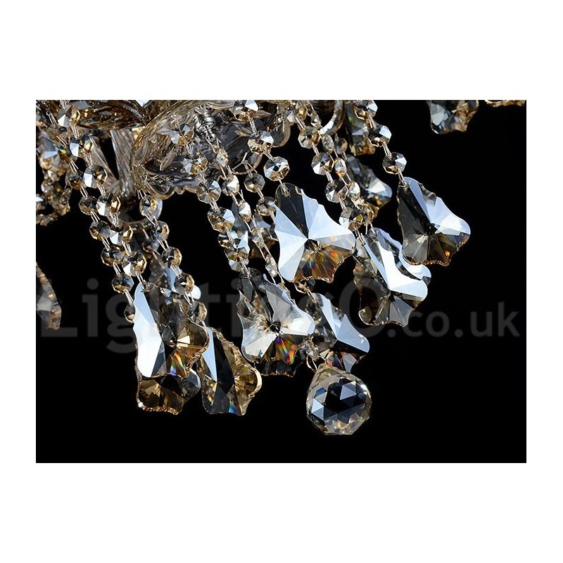 Retro Vintage Cognac Farbe K9 Kristall Moderner Kronleuchter mit 6 Lichtern