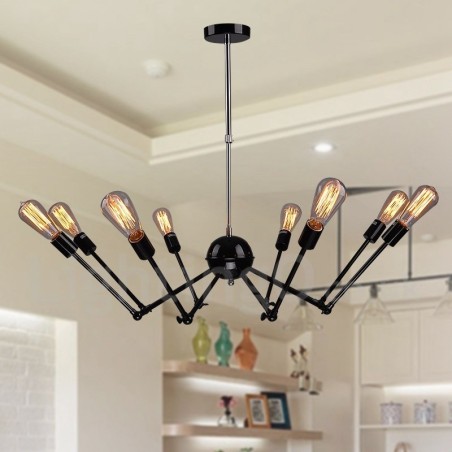 Schwarzes Retro Vintage Metall 8 Licht Single Tier Kronleuchter Licht Schwarzes Retro Vintage Metall 8 Licht Single Tier Kronleuchter Licht