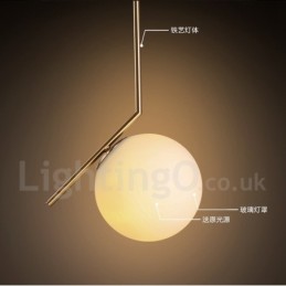 1-flammige, moderne Pendelleuchte mit Glasschirm