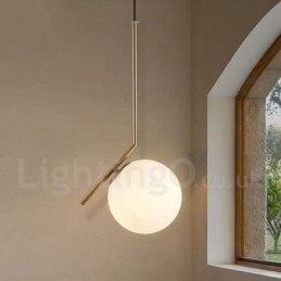 1-flammige, moderne Pendelleuchte mit Glasschirm