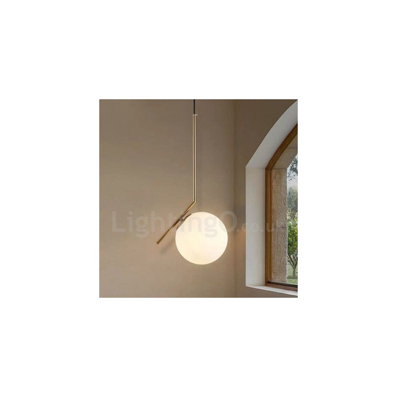 1-flammige, moderne Pendelleuchte mit Glasschirm
