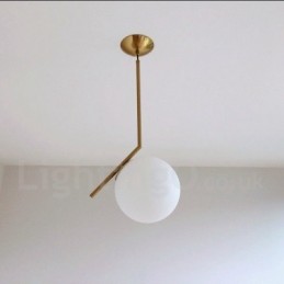 1-flammige, moderne Pendelleuchte mit Glasschirm