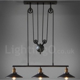 3-flammige Pendelleuchte aus Metall im Vintage-Stil