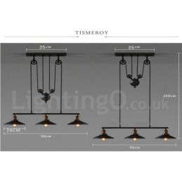 3-flammige Pendelleuchte aus Metall im Vintage-Stil