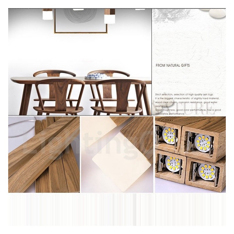 1 Licht Moderne zeitgenössische Holz Pendelleuchte